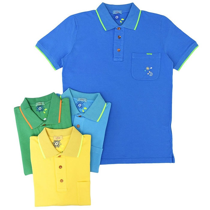 【SALE52%OFF】Altea（アルテア）<br>コットン 鹿の子 フラワー刺繍 半袖 ポロシャツ 32141001039