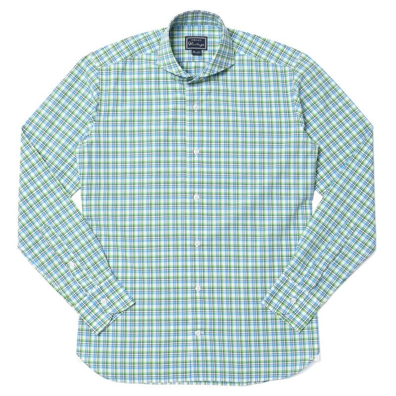 【SALE52%OFF】ORIAN（オリアン）コットンタータンチェックウォッシュドワイドカラーシャツ　02Q528 31041007005