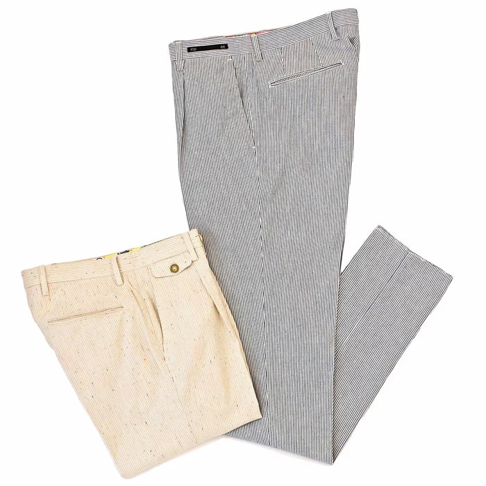 【SALE52%OFF】PT01（ピーティーゼロウーノ）BUSINESS コットン シルク ネップ ストライプ 1プリーツ パンツ 33071019081