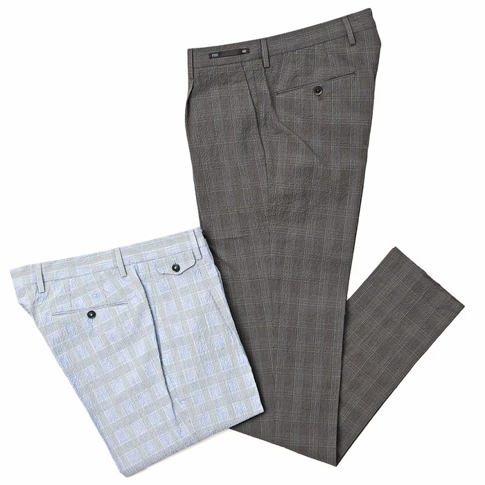 【SALE52%OFF】PT01（ピーティーゼロウーノ）BUSINESS コットンストレッチ シアサッカー グレンチェック 1プリーツ パンツ 33071032081