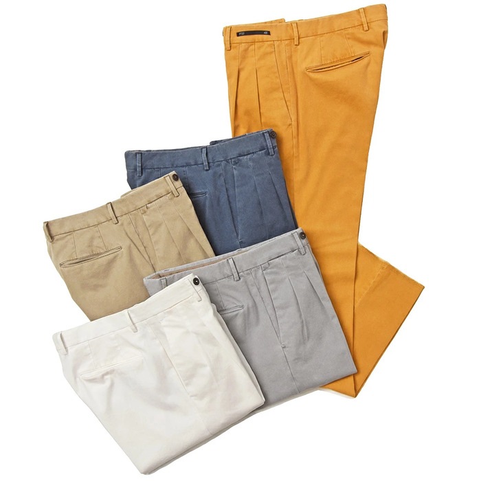 【SALE52%OFF】PT01（ピーティーゼロウーノ）<br>Spice Route コットンストレッチ ガーメントウォッシュ 2プリーツ パンツ 33081008081