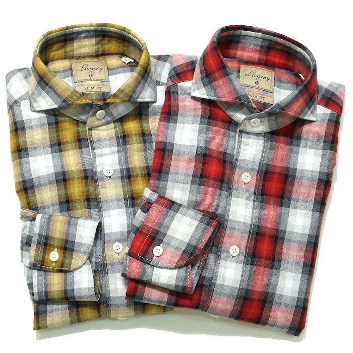【40%OFF】CIT LUXURY（チットラグジュアリー）<br>PAUL ウォッシュド コットン タータンチェック ワイドカラーシャツ 31052006054