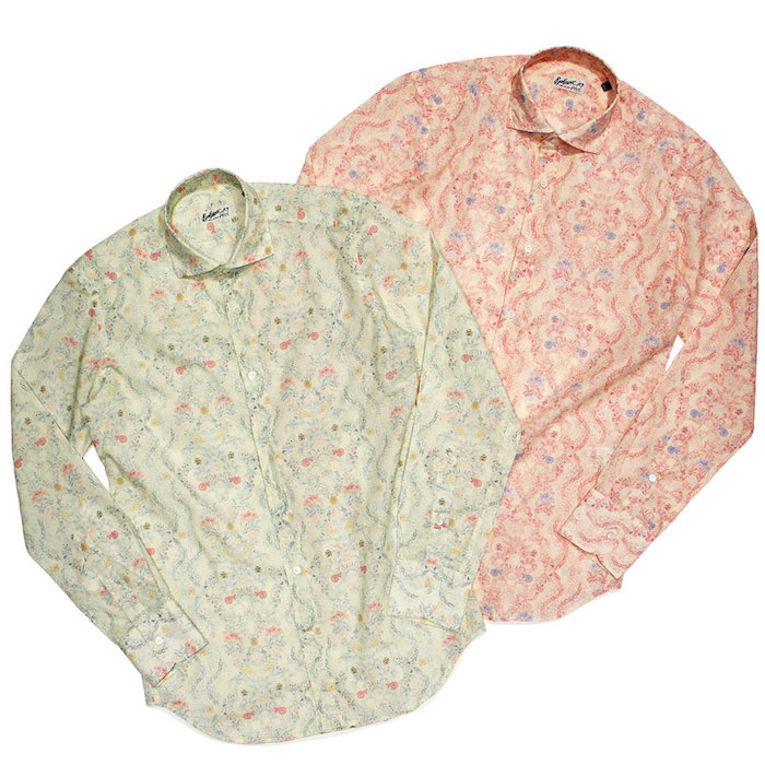 【40%OFF】Bevilacqua（べヴィラクア）<br>SEVEN コットン フラワー セミワイドカラーシャツ 31071003054