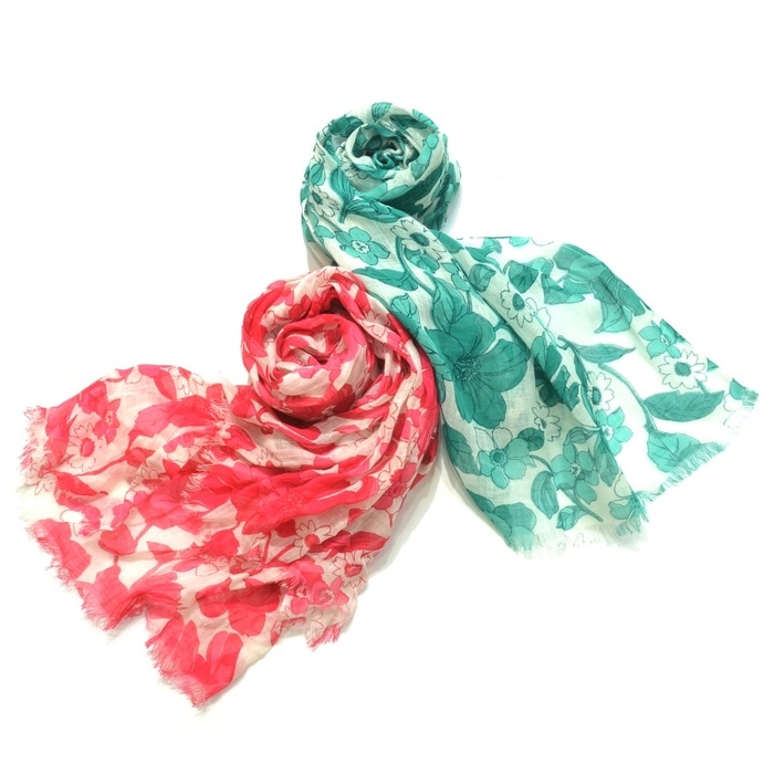 【40%OFF】andrea's1947(アンドレアズ ディチャノーヴェクアランタセッテ)<br>リネンシルクフラワープリントストール4874 18351002027