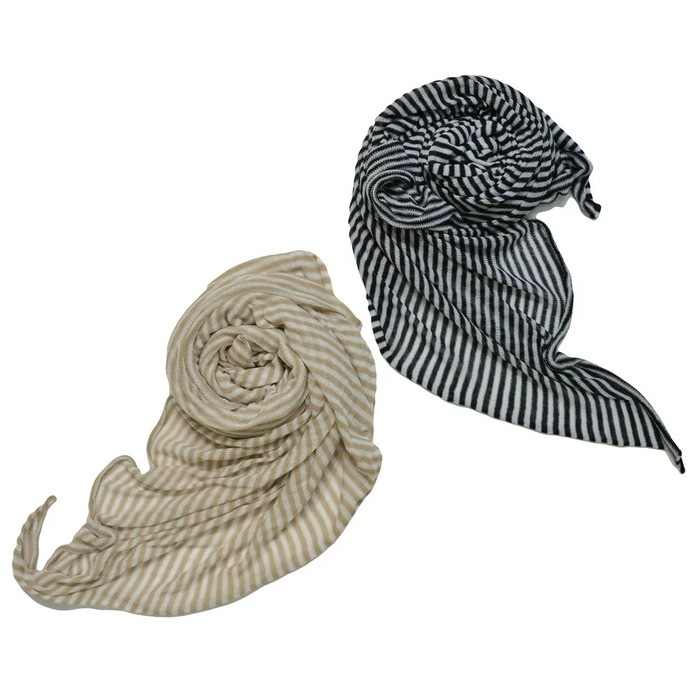 【40%OFF】ma'ry'ya(マリア)<br>コットンカシミアボーダーニット大判ストール Y4A063 18361001025