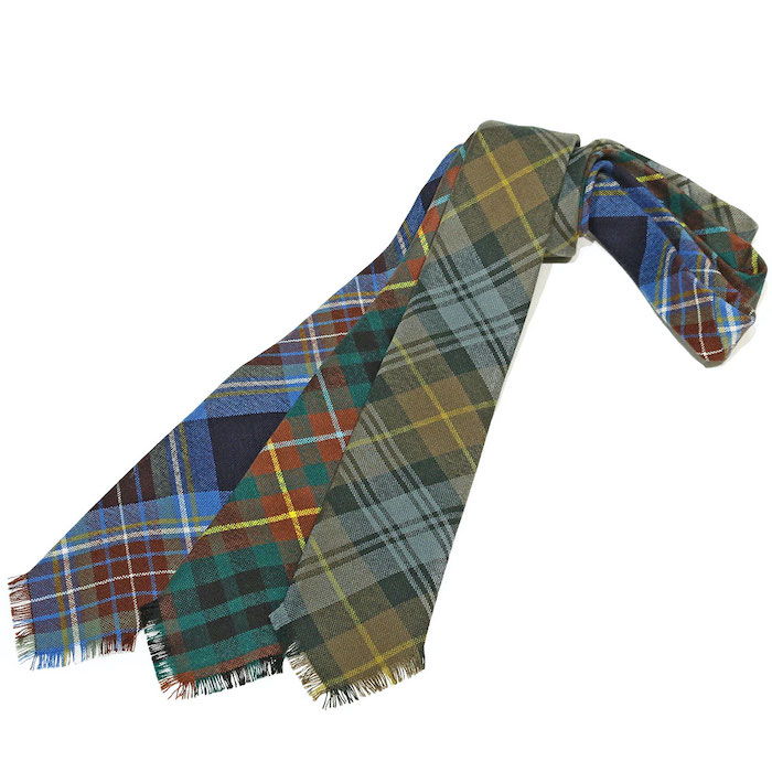 【SALE52%OFF】DARKNOT（ダークノット）<br>ウール ジャガード フリンジ タータンチェック タイ 38252007035