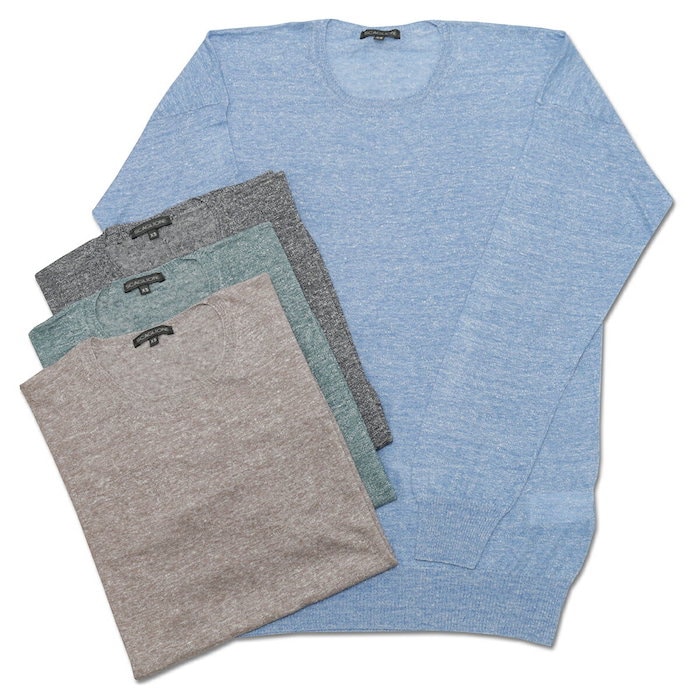 【40%OFF】SCAGLIONE(スカリオーネ)<br>リネン コットン メランジ ハイゲージ クルーネック ニット 36051001054