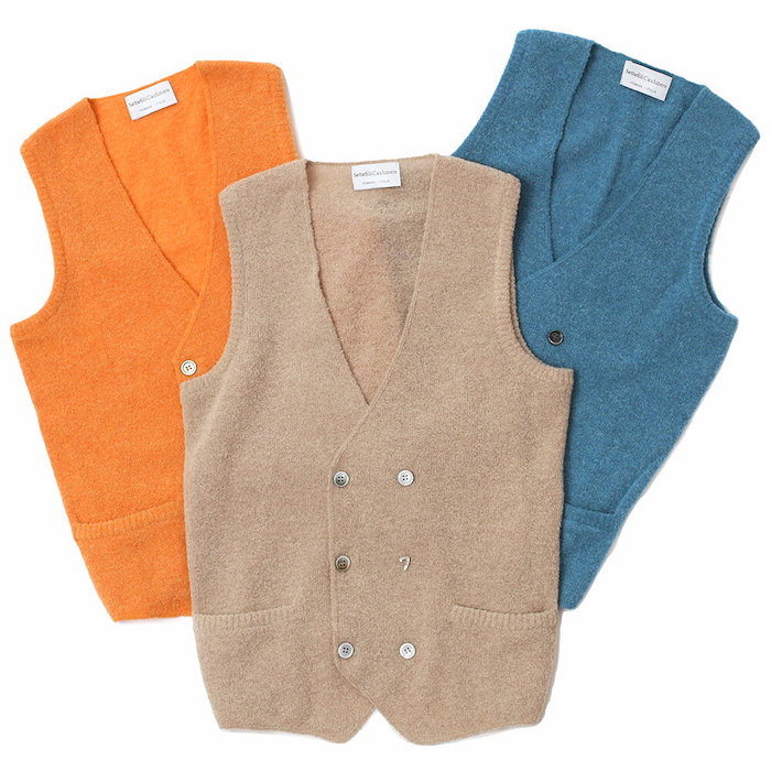 【SALE52%OFF】Settefili Cashmere（セッテフィーリ カシミア）<br>アルパカ ウール ナイロン スプーニャ ダブル ニットジレ 34071003068