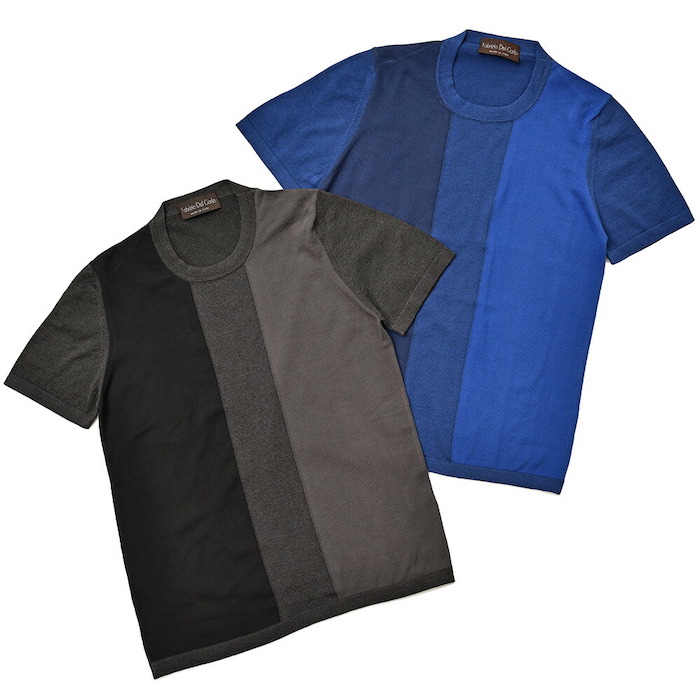 【SALE52%OFF】Fablizio Del Carlo（ファブリツィオデルカルロ）<br>コットン ストライプ クルーネック ニット 36081002025