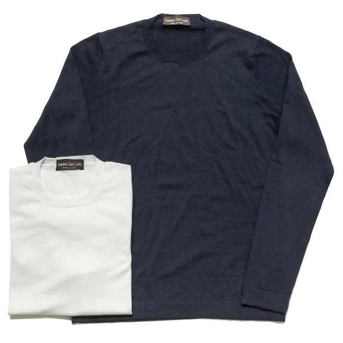 【SALE52%OFF】Fablizio Del Carlo（ファブリツィオデルカルロ）<br>コットン ロングスリーブ クルーネック ニット 36061003025