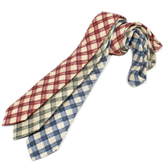 【40%OFF】Altea(アルテア)<br>コットン リネン メランジ チェック タイ 38261001039