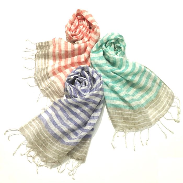 【SALE52%OFF】Altea（アルテア）<br>リネン ボーダー ストール 38351003039