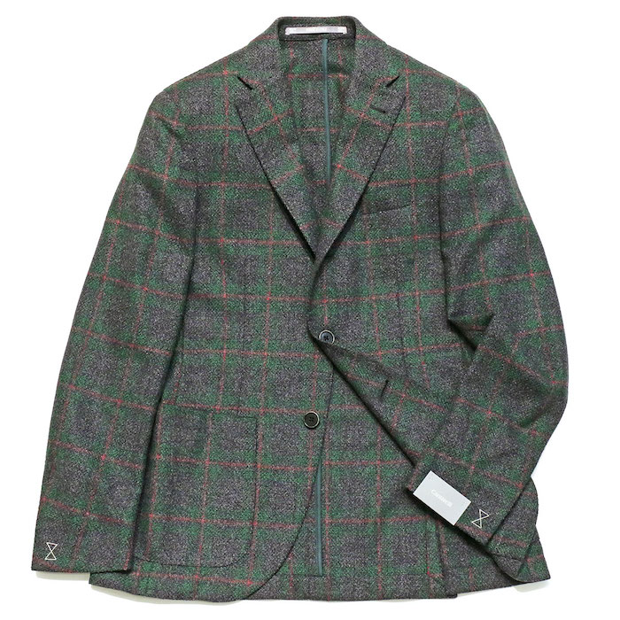 【40%OFF】Cantarelli（カンタレリ）<br>ウール カシミヤ ナイロン メランジ ウィンドウペーン シングル3Bジャケット 37052003025