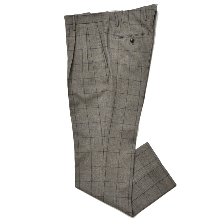 【40%OFF】CellarDoor（セラードアー）<br>ウールウインドーペーン2プリーツテーパードパンツ S.TROPEZ B188 13072005025