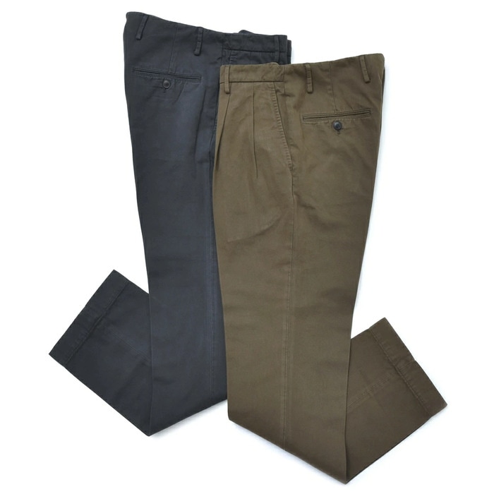 【SALE52%OFF】CellarDoor（セラードアー）<br>コットンツイル2プリーツテーパードパンツ S.TROPEZ B107 13072013025