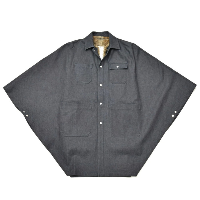 【SALE52%OFF】PINE（パイン）<br>デニムデタッチャブルラビットファーライニングポンチョ MC903A 14182400139