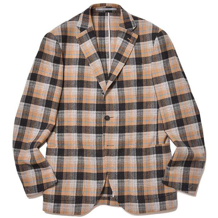 【40%OFF】Cantarelli(カンタレリ)ウール コットン タータンチェック 3Bジャケット 37022004025