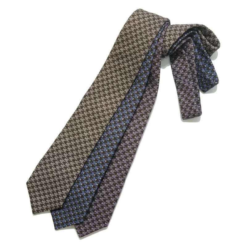 【SALE52%OFF】ISAIA（イザイア）<br>ウールハウンドトゥースニットジャガードタイ BACCO CVT41 18262201035