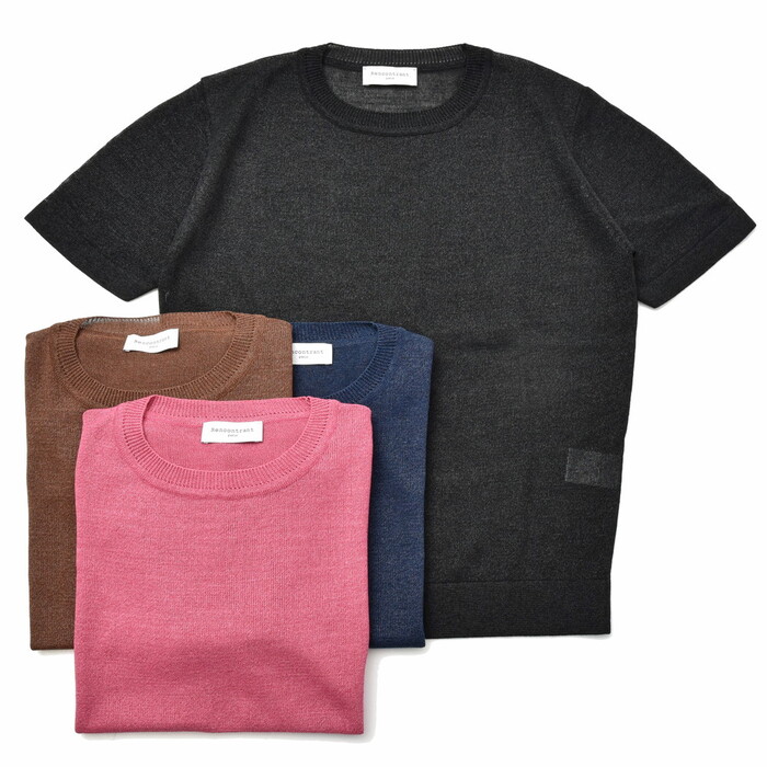【SALE52%OFF】RENCONTRANT（レンコントラント）<br>ハイゲージレーヨンペーパーS/Sクルーネックニット 16091007136