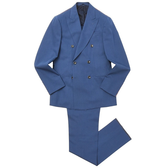 【SALE52%OFF】paideia（パイデア）<br>ウールシルクヘリンボーンソラーロ6B2プリーツダブルスーツ RBJ612512/P1003 17191002027