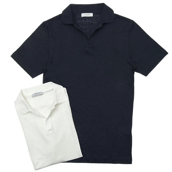 【SALE52%OFF】Gran Sasso（グランサッソ）<br>リネンジャージソリッドS/Sスキッパーポロ 60162/96800 16091005035
