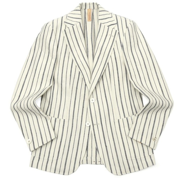 【SALE52%OFF】ernesto（エルネスト）<br>リネンコットンシルクストライプ2Bジャケット EKJ231331/R5026/1000 17001000027
