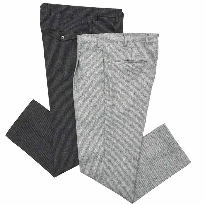 【40%OFF】VIGANO（ヴィガーノ）<br>ウールナイロンストレッチジャージストライプ1プリーツセミワイドテーパードクロップドパンツ RC/1118 13092002068