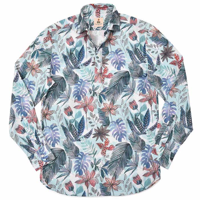 【SALE52%OFF】GUY ROVER(ギローバー)<br>コットン ボタニカルプリント プルオーバーシャツ 31091012027