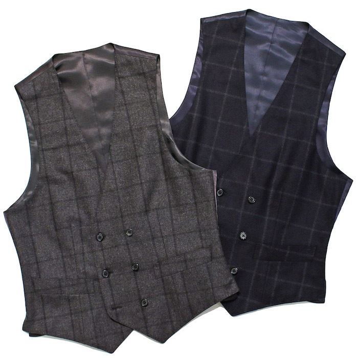 【SALE52%OFF】RING JACKET（リングヂャケット）<br>ring別注 CARLO BARBERA ウール ウィンドウペーン ダブルジレ 34062001028
