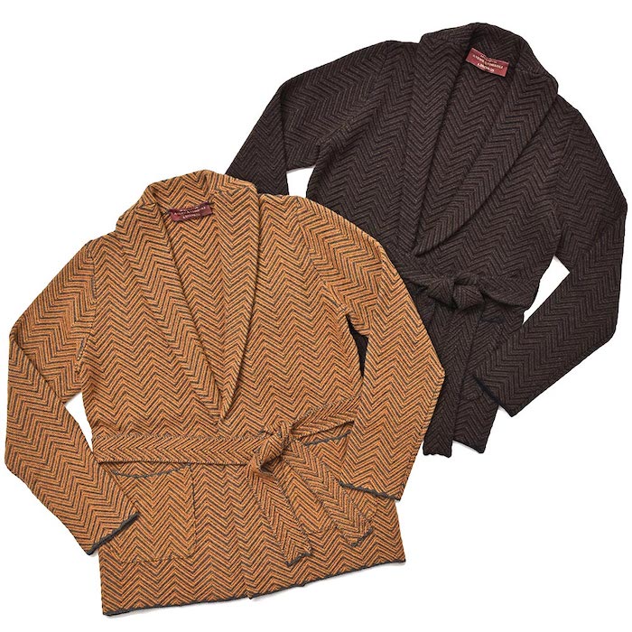 【40%OFF】DREW&CO.(ドリューアンドコー)<br>ウール ナイロン ヘリンボーン ニットガウン 36072001054