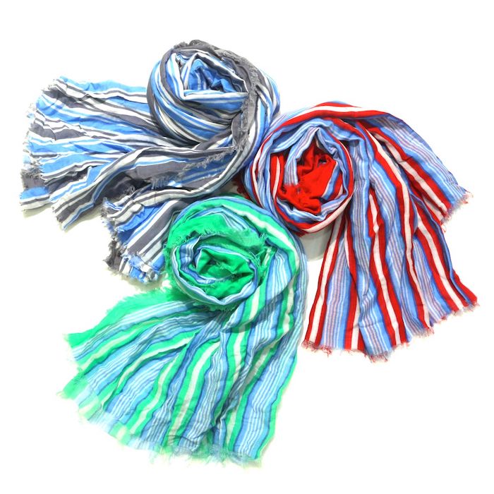 【SALE52%OFF】Faliero Sarti（ファリエロ サルティ）<br>コットン シルク マルチストライプ ストール Oxford 38351002006
