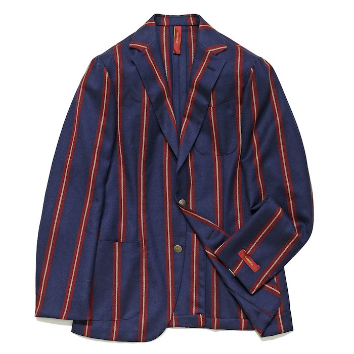 【SALE52%OFF】ernesto（エルネスト）<br>ウール ストライプ メタルボタン シングル2Bジャケット 37052001027