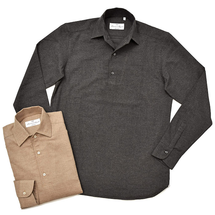 【SALE52%OFF】Massimo d'Augusto（マッシモ ダウグスト）<br>POLO MASSIMO コットン フランネル プルオーバーシャツ 31082002134