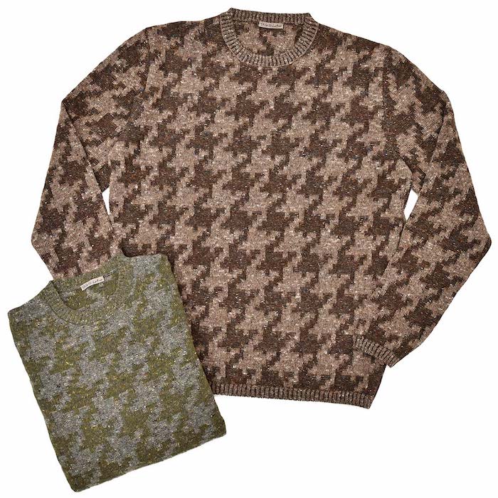 【SALE52%OFF】Stile Latino（スティレ ラティーノ）<br>カシミヤ メランジ ネップ ハウンドトゥース クルーネック ニット 36082006025