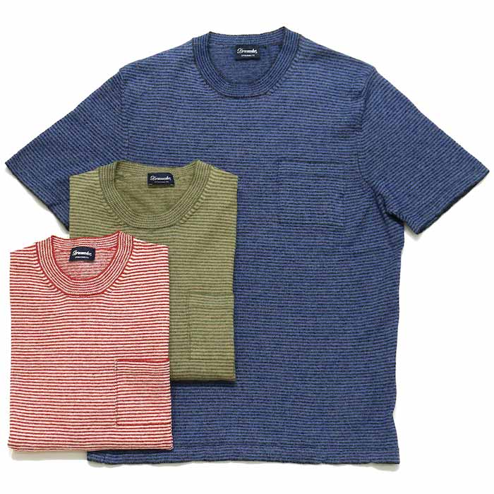 【SALE52%OFF】Drumohr（ドルモア）<br>リネン ポリエステル メランジ ボーダー クルーネック ニット 36051016027