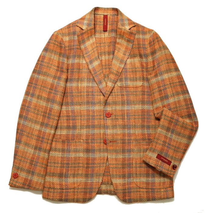 【40%OFF】ernesto（エルネスト）<br>シルク コットン メランジ ネップ タータンチェック シングル2Bジャケット 37051004027