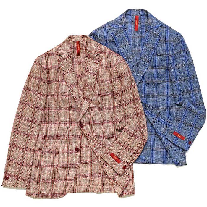 【40%OFF】ernesto（エルネスト）<br>リネン ポリアミド メランジ ネップ グレンチェック シングル2Bジャケット 37061002027