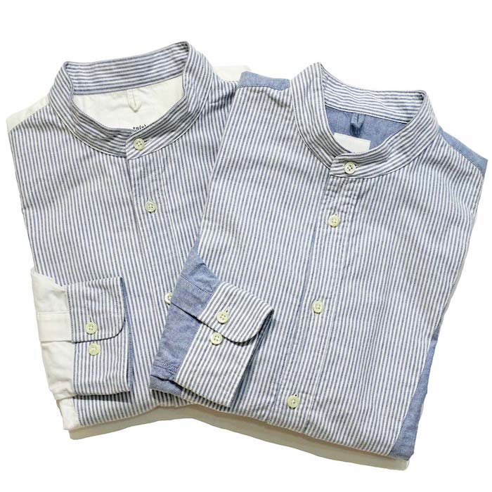 【40%OFF】ts(s)（ティーエスエス）<br>コットン オックス ストライプ バンドカラー ブザムシャツ 31061001119