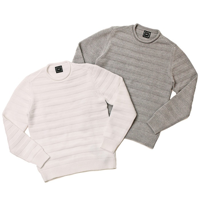 【SALE52%OFF】GRAY（グライ）<br>コットン ポリアミド ボーダー ミドルゲージ クルーネックニット 36071003025