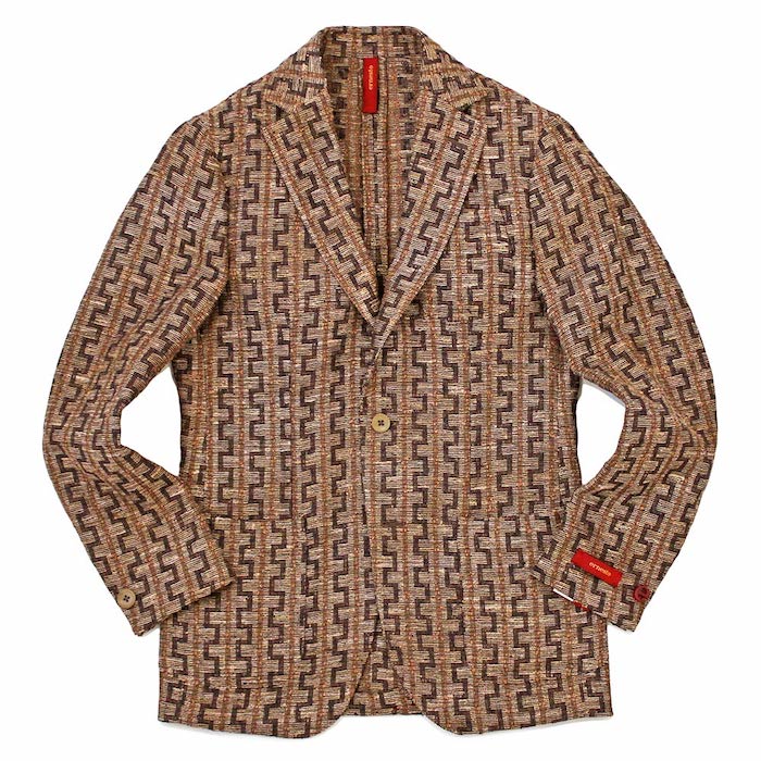 【SALE52%OFF】ernesto（エルネスト）<br>リネンシルクポリアミドコットン ネップ ジオメトリック シングル2Bジャケット 37071003027