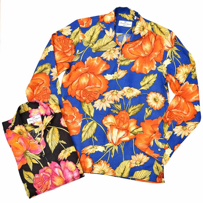 【SALE52%OFF】Massimo d'Augusto（マッシモ ダウグスト）<br>ALAMARI リネン ボタニカル カプリシャツ 31081000134