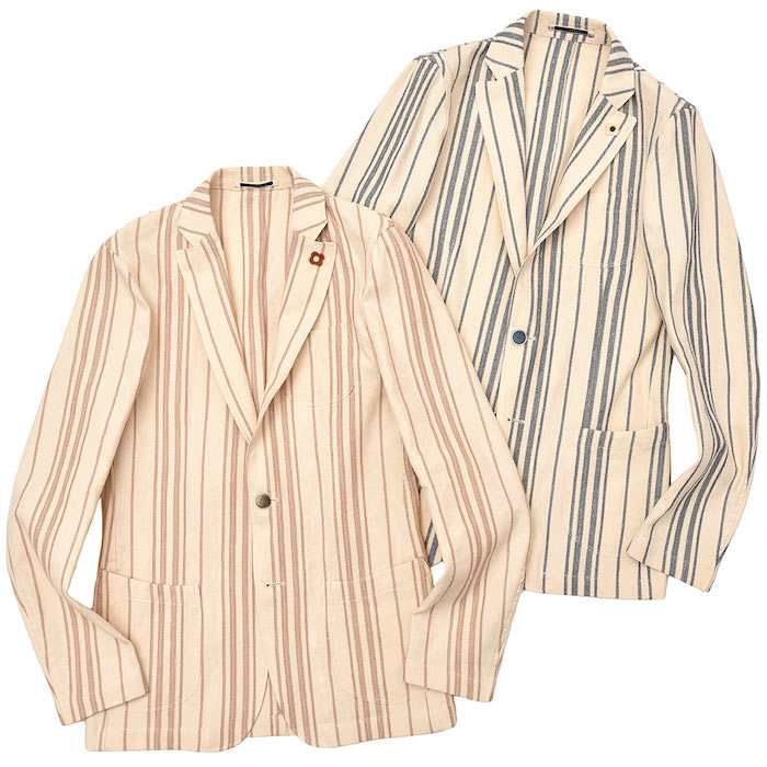 【40%OFF】LARDINI（ラルディーニ）<br>コットン リネン ストライプ シングル3Bシャツジャケット 37091004022