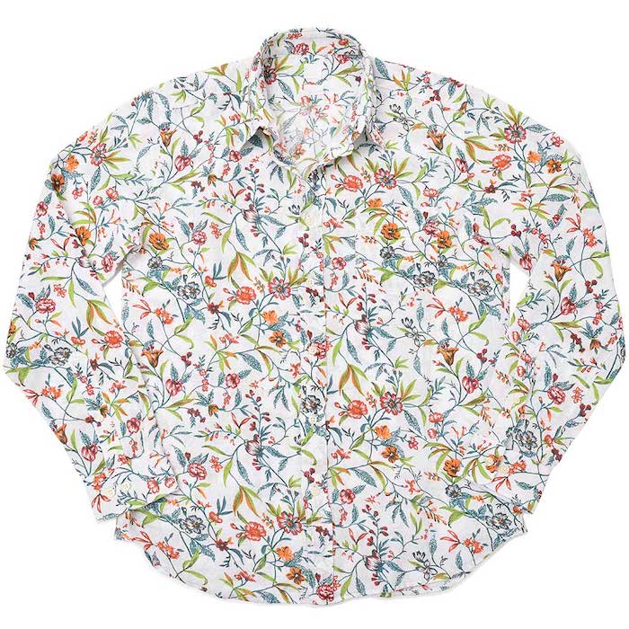 【SALE52%OFF】120% lino（120%リノ）<br>リネン フラワープリント シャツ 31091002025