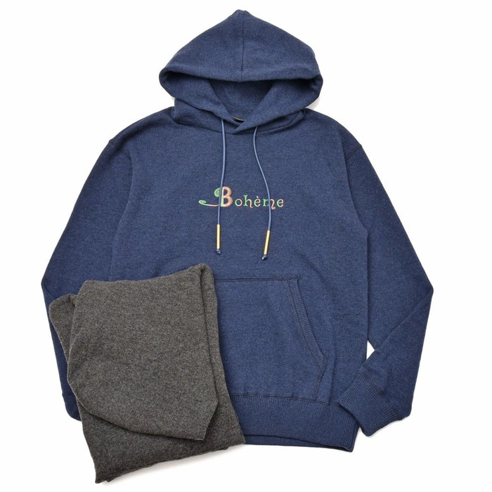 【40%OFF】mando（マンド）<br>ハイゲージウールカシミアロゴプルオーバーニットパーカー 9396-004 16092401037