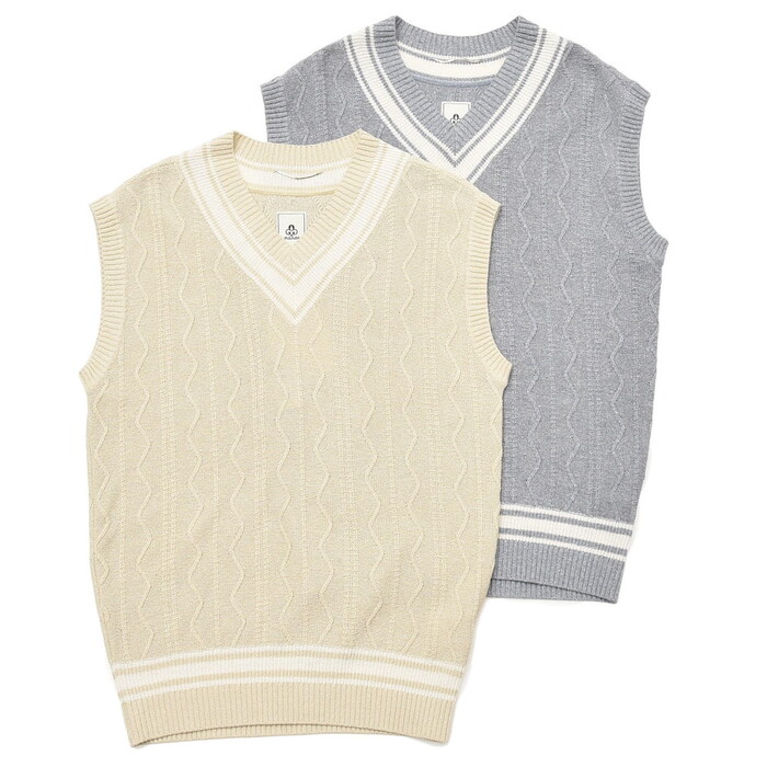 【40%OFF】mando（マンド）<br>ハイゲージシルクケーブルチルデンニットベスト 20191-003 16001401037