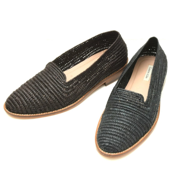 【SALE52%OFF】Contre Allee（コントレ アリー）<br>ラフィアプレーントゥスリッポン Souliers BINLEMDOUN 15001000146