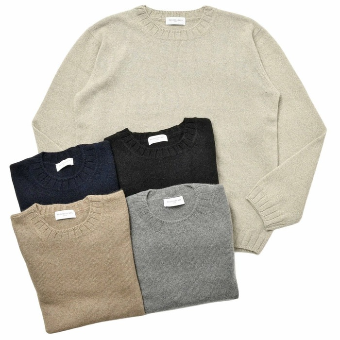 【40%OFF】RENCONTRANT（レンコントラント）<br>ハイゲージカシミアロシアンセーブルクルーネックニット S-Crew 16002400172