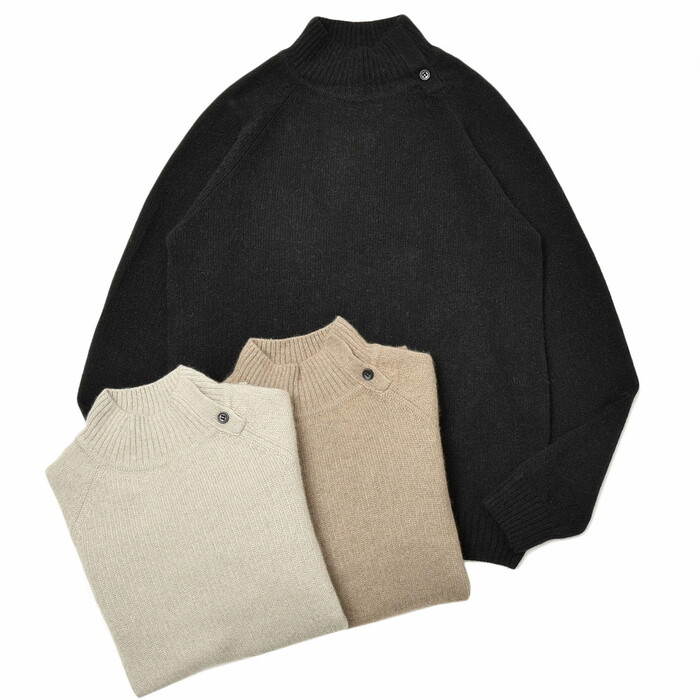 【SALE52%OFF】RENCONTRANT（レンコントラント）<br>ハイゲージカシミアロシアンセーブルモックネックネックニット S-Moc 16002401172