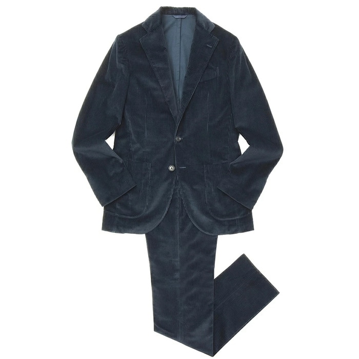 【SALE52%OFF】De Petrillo（デ ペトリロ）<br>コットンカシミアコーデュロイソリッド3B1プリーツスーツ NUVOLA/ANACAPRI/ZC 260/568 17192002082