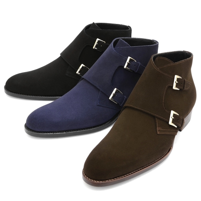 【SALE52%OFF】guji(グジ)<br>カーフスエードダブルモンクストラップブーツ 59930 15372000019